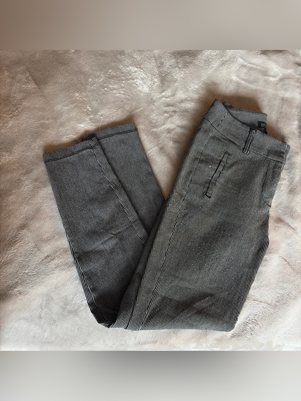 Stella Luce Black and White Micro-Stripe Dress Pants